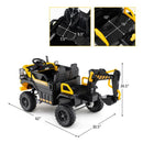 Yellow 24V 4WD Dual-Seater Excavator with Remote Control and Digging Arm Magic Cars 2