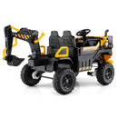 Yellow 24V 4WD Dual-Seater Excavator with Remote Control and Digging Arm Magic Cars 3