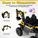 Yellow 24V 4WD Dual-Seater Excavator with Remote Control and Digging Arm Magic Cars 4