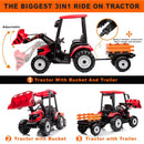 24V Battery-Powered Electric Ride-On Tractor with Front Loader and Trailer for Kids Magic Cars 4