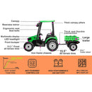 24V Battery-Powered Green Ride-On Tractor with Trailer Electric Vehicle Toy Car Magic Cars 3