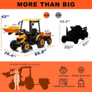 24V Battery-Powered Kids Electric Ride-On Tractor with Trailer and Front Loader Magic Cars 3
