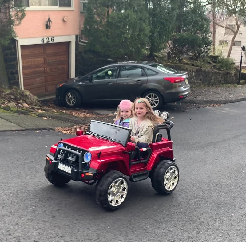 Cars For Kids Jeep Style 4x4 Monster Truck W/Rubber Tires 24 Volt