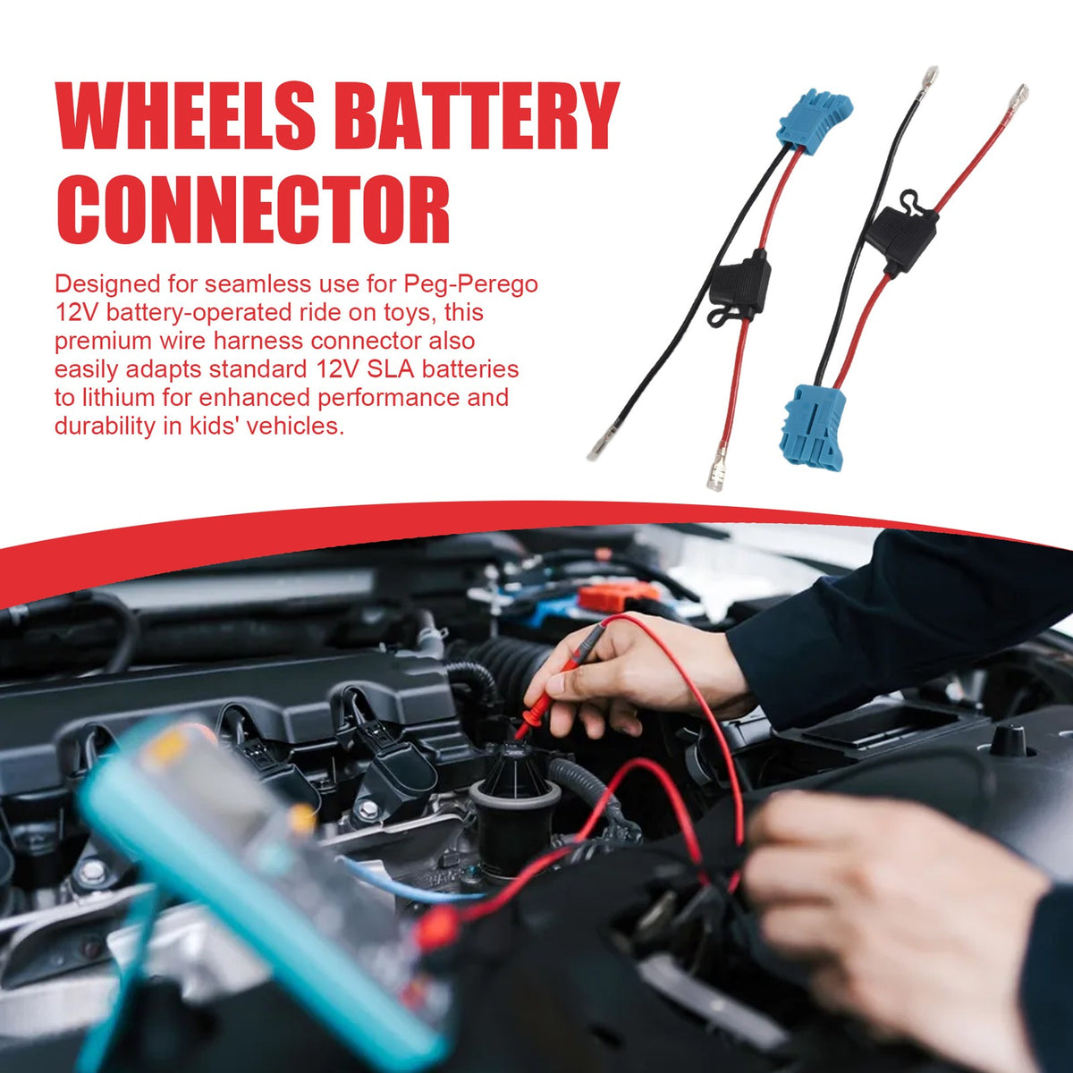 peg perego battery connector repair 2-Pack 12 AWG Wire Harness Connector Replacement for 12V SLA2856 Peg Perego