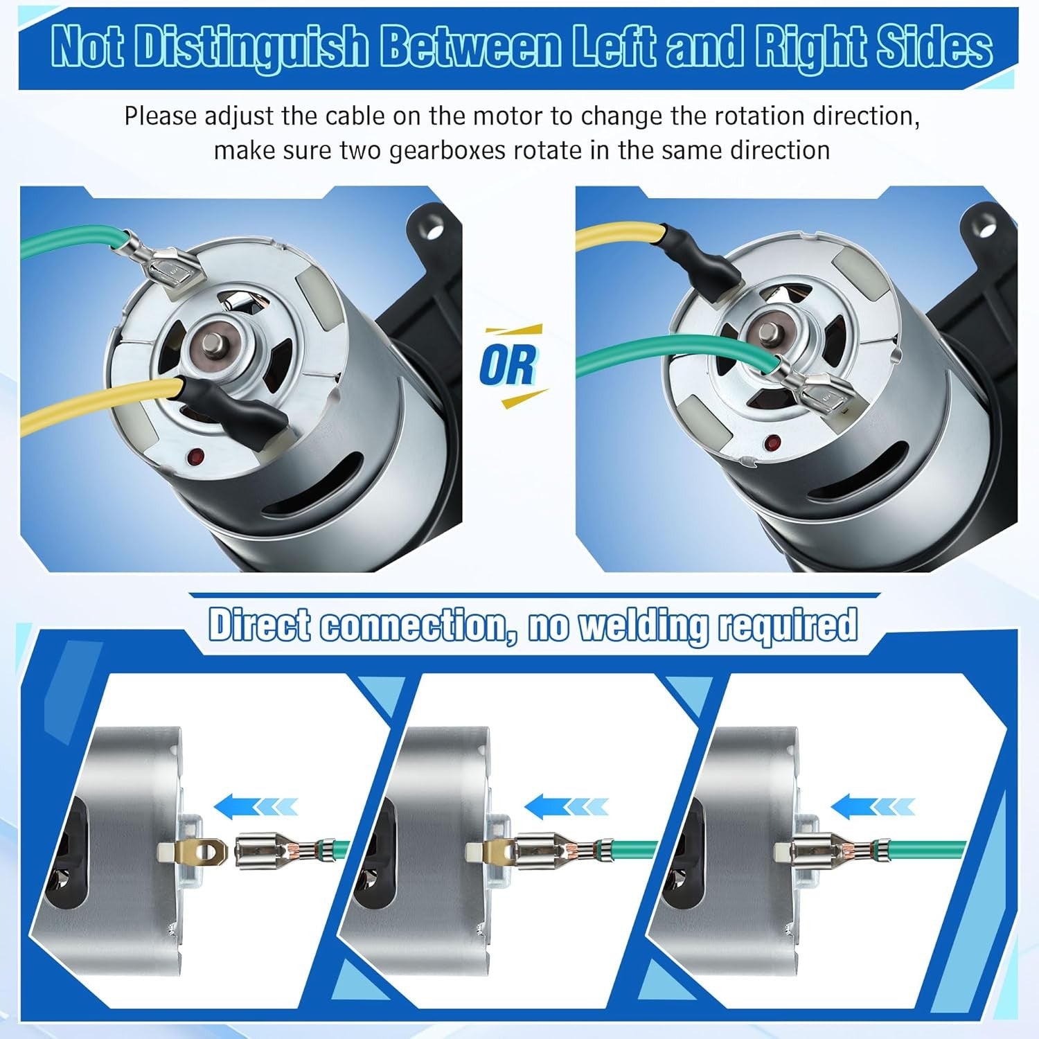 2PCS 24V 35000RPM High Speed Motor Gearbox Replacement for Kids Ride on ...
