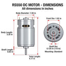 Set of 2 24V RS555 Electric Drive Motors at 12000 RPM for Power Wheels Magic Cars 7