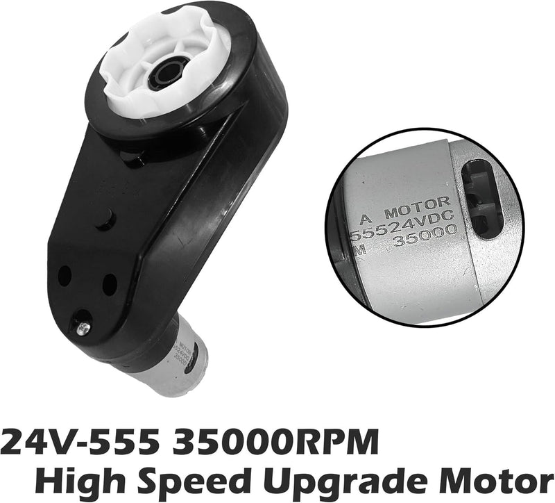 24v gear motor 2PCS 24V RS555 35000RPM Fast Steel Gears Motor Gearbox for Power Wheels Kids Rid Free Warranty 1 Year