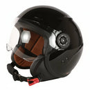 3/4 Open Face Helmet with Shield - Gloss Black, DOT
