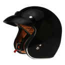 3/4 Open Face Helmet with Visor - Gloss Black, DOT