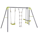 3-in-1 Kids Metal Swing Set with Seat, Glider, and Climbing Ladder for Backyard Magic Cars 0