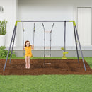 3-in-1 Kids Metal Swing Set with Seat, Glider, and Climbing Ladder for Backyard Magic Cars 1