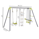 3-in-1 Kids Metal Swing Set with Seat, Glider, and Climbing Ladder for Backyard Magic Cars 2