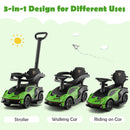 3-in-1 Licensed Lamborghini Ride-On Push Car and Stroller with Sound Features in Green Magic Cars 4