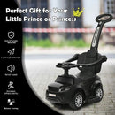 3-in-1 Toddler Ride-On Push Car Stroller with Sliding Seat and Music, Black Magic Cars 3