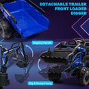 3-in-1 Ride-On Electric 24V Tractor, Excavator, and Bulldozer with Trailer Magic Cars 4