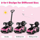 3-in-1 Licensed Lamborghini Ride-On Push Car Stroller with Sound Pink Magic Cars 4