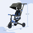 3-in-1 Toddler Trike Push Tricycle and Balance Bike in Blue Magic Cars 1