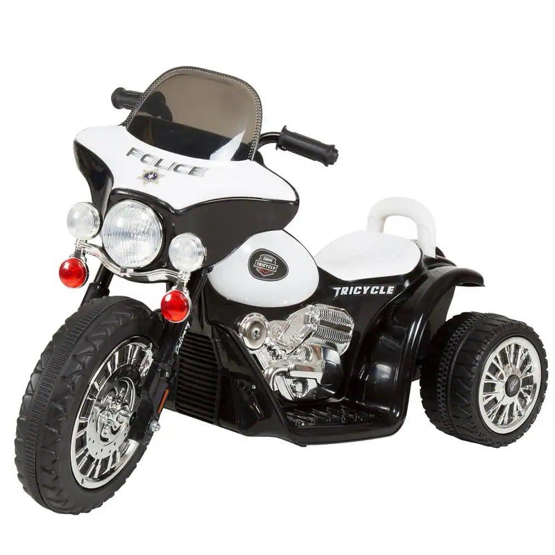 3-Wheel Battery Powered Ride on Toy Motorcycle Police Chopper in Black
