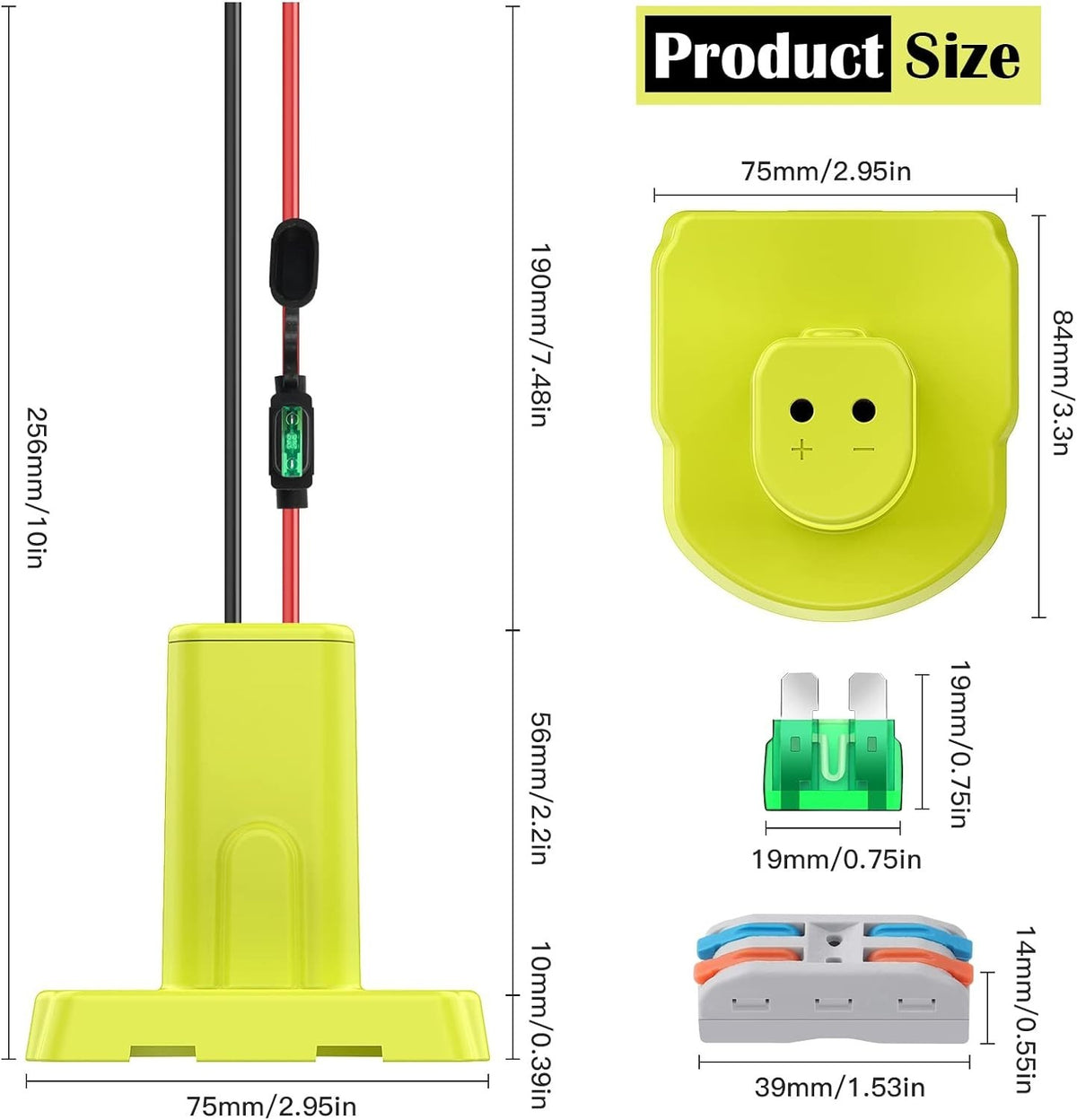 30Amp Fuse Protected 2 Pack Power Wheel Adapter for Ryobi 18V
