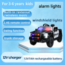 12V Black Remote Control Ride-On Car with 4-Wheel Shock Absorption for Kids Aged 3-6