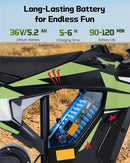 36V Green Electric Dirt Bike for Kids 5-10 Years - Off-Road Trail Toy Magic Cars 3