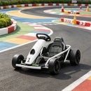 White 24V High-Speed Electric Drift Go Kart: Kids Ride-On Racing Vehicle with Dual Function