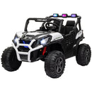 White 24V Dual-Seater Electric Car for Kids with Remote Control, Three Speed Settings & LED Lights
