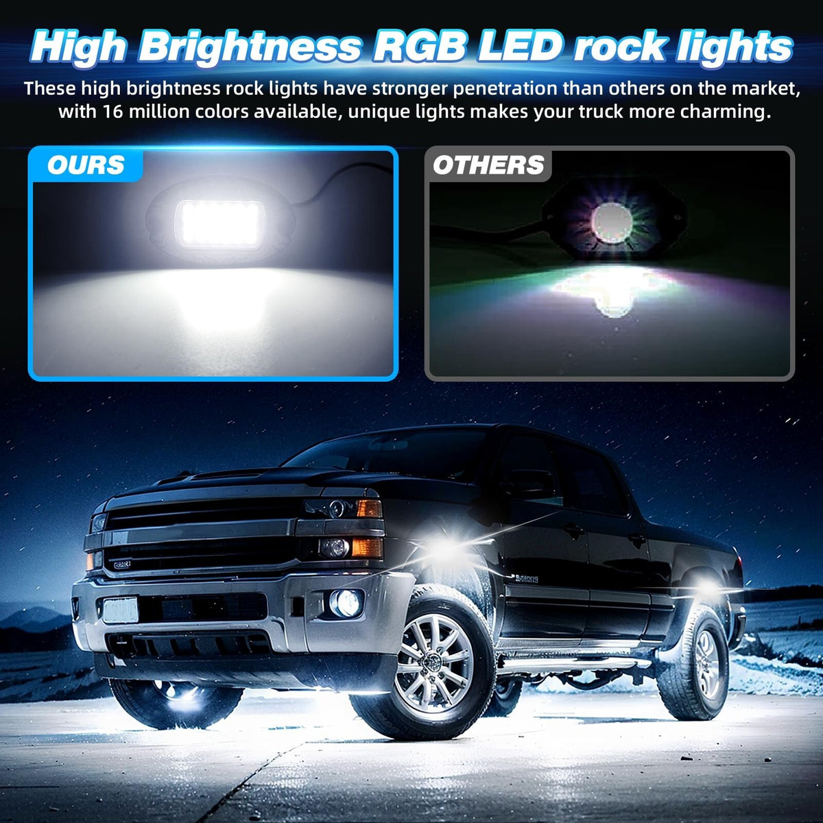 4 Pods Alloy LED Rock Lights for ATV UTV Golf Cart Truck RZR SXS