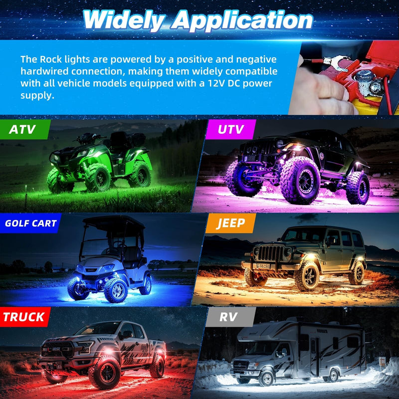 4 Pods Alloy LED Rock Lights for ATV UTV Golf Cart Truck RZR SXS