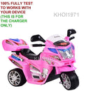 6V Pink 3-Wheel Ride-On Motorcycle with AC Wall Charger and Adapter Magic Cars 1