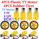 4PCS DC Electric Motors with Plastic TT Motor Tires and Wheels for Arduino Smart Car Magic Cars 1