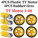 4PCS DC Electric Motors with Plastic TT Motor Tires and Wheels for Arduino Smart Car Magic Cars 4