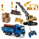 Interactive 2-In-1 Remote Control Crane Truck with Flashing Lights for Learning Fun