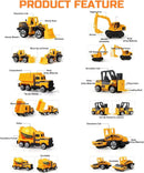 Kids Construction Vehicle Toy Set with Bulldozer and Forklift - 6 Pack Magic Cars 4