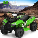 6V Electric Kids Ride-On 4-Wheeler ATV Quad with Music and LED Lights Green Magic Cars 6