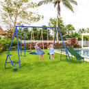 5-in-1 Heavy Duty A-Frame Swing Set for Backyard Outdoor Play Magic Cars 1