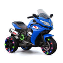 12V Electric Ride-On Motorcycle for Kids with Three Illuminated Wheels