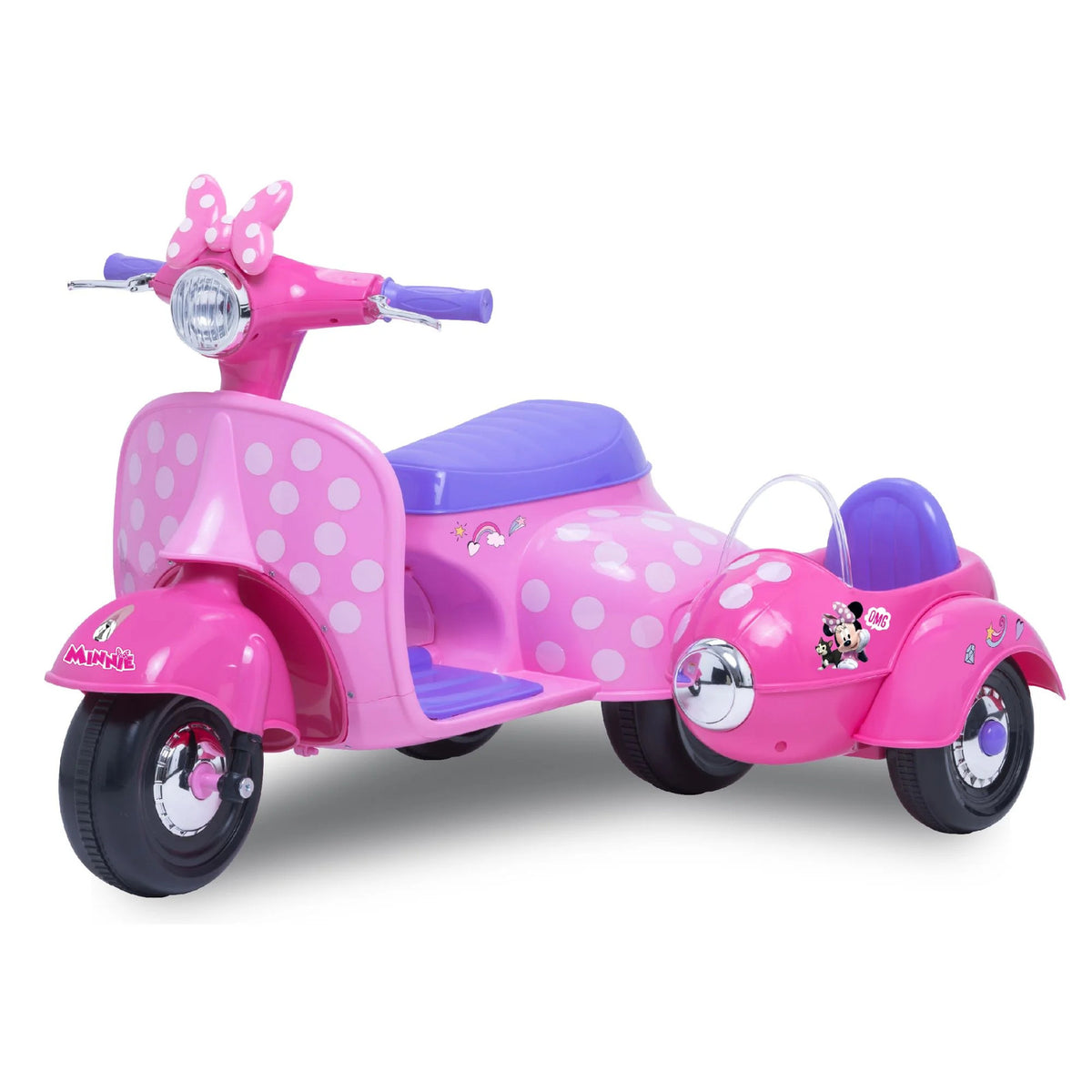 ides Minnie Mouse キッズバイク ペダル付き 6V Battery + Pedal Minnie Mouse Scooter with Sidecar Ride-On Ages