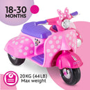 6V Battery and Pedal Minnie Mouse Ride-On Scooter with Sidecar for Ages 8 to 30 Months Magic Cars 3