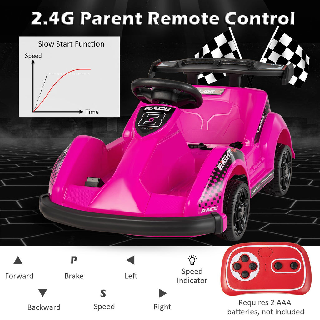 4 Wheel Racers 6V Battery Powered Go Kart Kids Ride On 4 Wheel Racer RC w/ Bumper ...