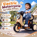 6V Electric Ride-On Motorcycle with LED Lights, Illuminated Deck, and Music - Beige Magic Cars 6