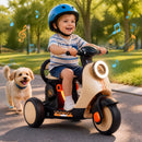 6V Electric Ride-On Motorcycle with LED Headlight, Illuminated Deck, and Music - Beige Magic Cars 3