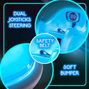 6V Blue LED Ride-On Bumper Car for Kids with Glow Effect, 360° Spin, and Rechargeable Battery Magic Cars 4
