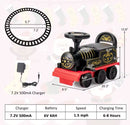 6V Battery-Powered Kids Train Toy with Track and Six Wheels in Black Magic Cars 1