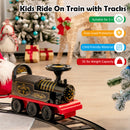 6V Electric Motorized Kids Ride-On Train Toy with Track and 6 Wheels, Black Magic Cars 4