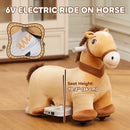 6V Electric Ride-On Horse with Music and Forward Motion, PU Wheels, Brown Magic Cars 4