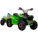 6V Kids ATV Quad Car with Rear Trailer and Forward/Backward Drive Green Magic Cars Variant 0