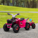 6V Pink Kids ATV Quad Car with Back Trailer and Forward/Backward Motion Magic Cars 8