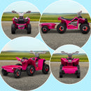 6V Pink Kids ATV Quad Car with Back Trailer and Forward/Backward Motion Magic Cars 9