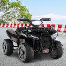6V Electric Ride-On Quad ATV for Kids with LED Lights and MP3 - Solid Black Magic Cars 1